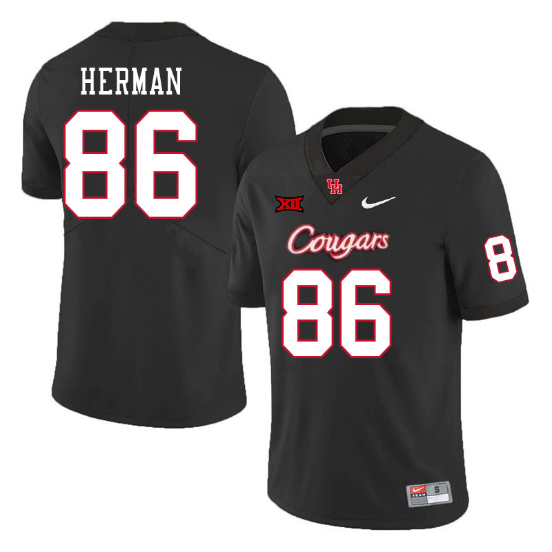 Men #86 Darson Herman Houston Cougars Big 12 XII College Football Jerseys Stitched-Black - Click Image to Close